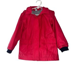 Petit Bateau Vibrant rose colored girls hooded Raincoat jersey lined sz